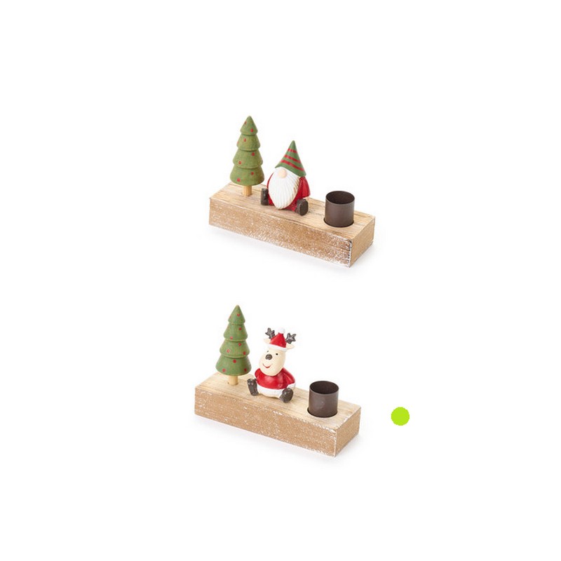 Portacandele in legno con renna natalizia e albero, perfetto come decorazione natalizia o idea regalo di Natale